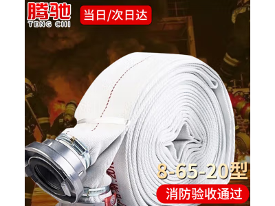 腾驰 消防水带消防器材防汛物资8-65-20型水枪认证消防认证农用灌溉浇水管 20m水带+喉箍+接扣