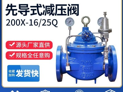 200X-16Q先导式减压阀自来水消防稳压水利国标可调控制阀DN25-600