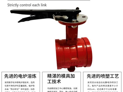 手柄沟槽蝶阀管道铸铁卡箍蝶阀消防开关卡箍蝶阀手柄沟槽蝶阀图4