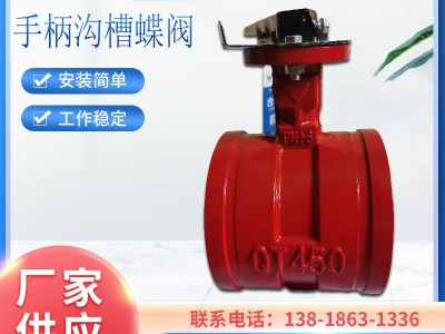 沟槽手柄蝶阀D81X手动消防卡箍快装蝶阀上海沪工阀门华电DN65 200