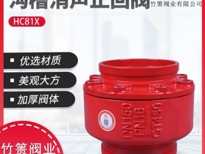 供应球墨铸铁消防专用HC81X-16Q沟槽消声止回阀 单向控制逆止阀