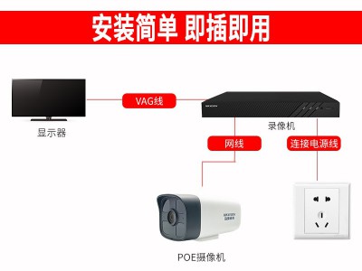 海康威视摄像头全套200万POE监控硬盘录像机高清夜视家用 户外套装
