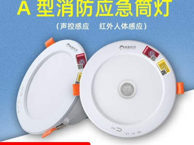 消防应急照明筒灯LED雷达红外人体声控感应工程嵌入式A型消防灯具图2
