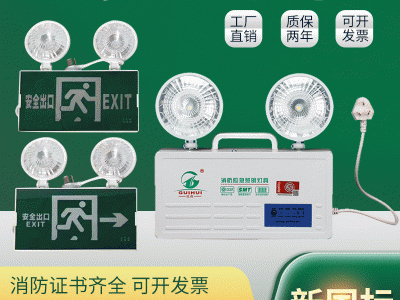 LED双头消防应急灯 充电带蓄电源楼道安全出口壁挂应急照明指示灯图3