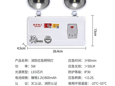 敏华电工照明灯安全出口led双头灯插电超亮商用敏华消防应急灯图3