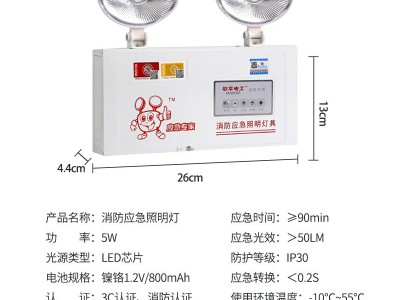 敏华电工照明灯安全出口led双头灯插电超亮商用敏华消防应急灯