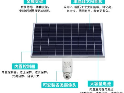 太阳能监控供电系统12V锂电池光伏风光发电板套装户外24V枪球机图3