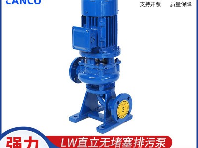 蓝科铸铁直立式LW无堵塞排污泵大流量离心泵管道增压消防水泵厂家