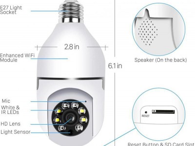 360度灯泡无线摄像头连手机远程家用wifi全彩夜视室内吸顶监控器图4