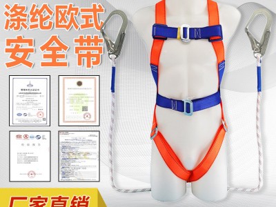 惠国标五点式安全带 高空作业涤纶欧式防坠落 全身式缓 冲安全带图3