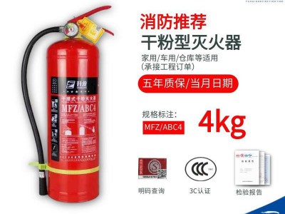 手提式干粉灭火器4kg车载商店用家用12358公斤国标消防箱套装器材