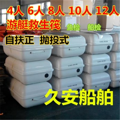 救生筏手提游艇抛投式气胀自扶正鱼船检救生筏船用海上撤离应急打图4