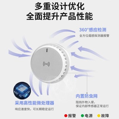 烟雾感应器厨房烟雾报警器办公室商业楼消防烟雾报警探测器蜂鸣器图2
