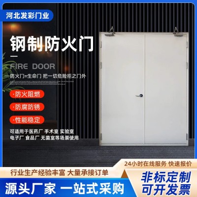钢质隔热防火门工厂商场通道钢制双开防火门 消防逃生门生产图2