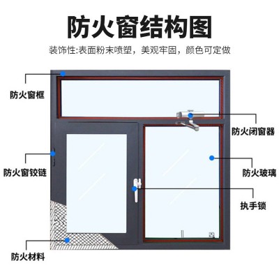 铝合金隔热防火窗甲级乙级耐火窗铝包钢平开固定防火消防安全窗图5