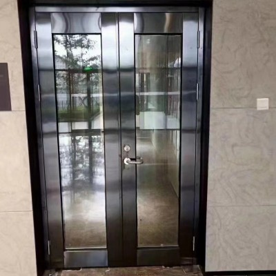 玻璃防火门 防爆不锈钢金属双开门消防工程门窗钢质隔热防火门图3
