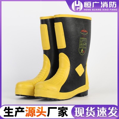 17式消防员灭火防护胶靴阻燃灭火防护靴比武训练灭火防护靴