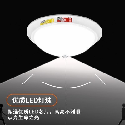 应急吸顶灯声控人体感应面包灯楼道走廊长续航消防应急照明吸顶灯图2