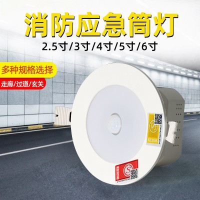 消防应急筒灯嵌入式应急照明灯led人体感应声光控停电一体化射灯图3