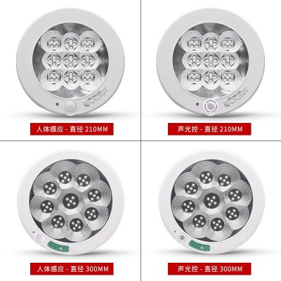 新款人体红外线感应LED声光控吸顶灯楼道感应灯应急消防 灯九宫格图2