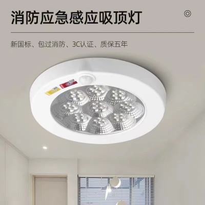 消防应急照明吸顶灯感应灯楼道家用商场声光控停电照明灯图3