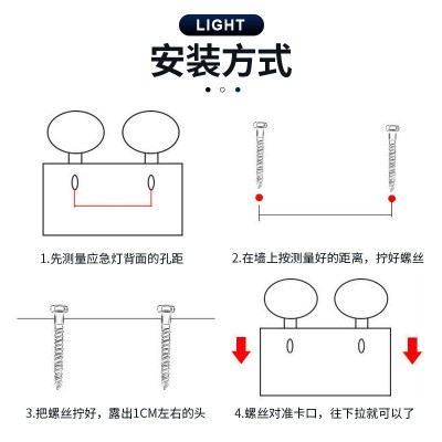 消防应急照明双头灯充电式应急照明灯安全出口楼道壁灯出口指示灯