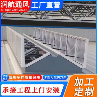 电动采光排烟天窗一字型敞开型三角形排烟窗厂家安装屋顶 通风天窗图2