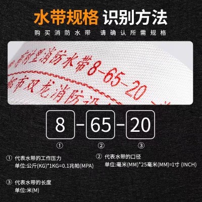 消防水带65国标加厚高压水管软管20/25米8/10压力2.5寸带接头水带图2