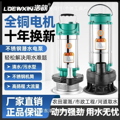 不锈钢潜水泵220v小型家用抽水机清水泵高扬程农用灌溉污水排污泵图3